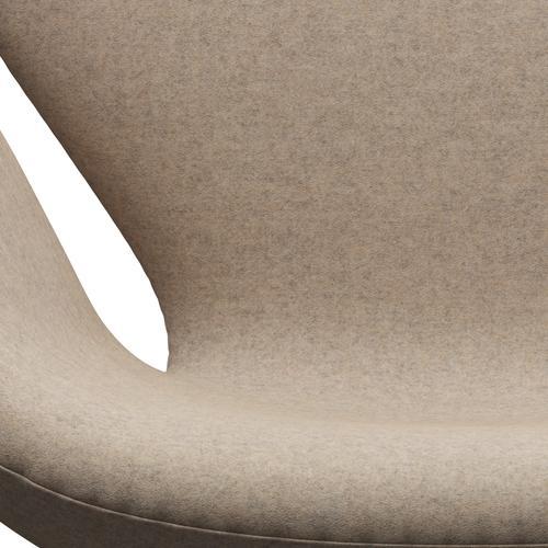 Fritz Hansen Chaise salon de cygne, couleurs de sable en aluminium brossé en satin / divina MD