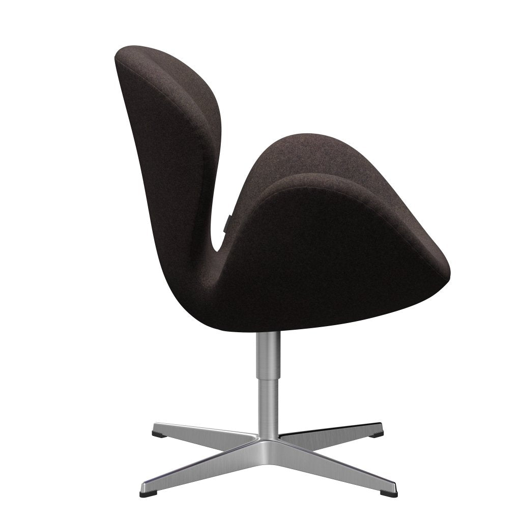 Sedia fritz Hansen Swan Lounge, Alluminio spazzolato in raso/Divina MD Chocolate