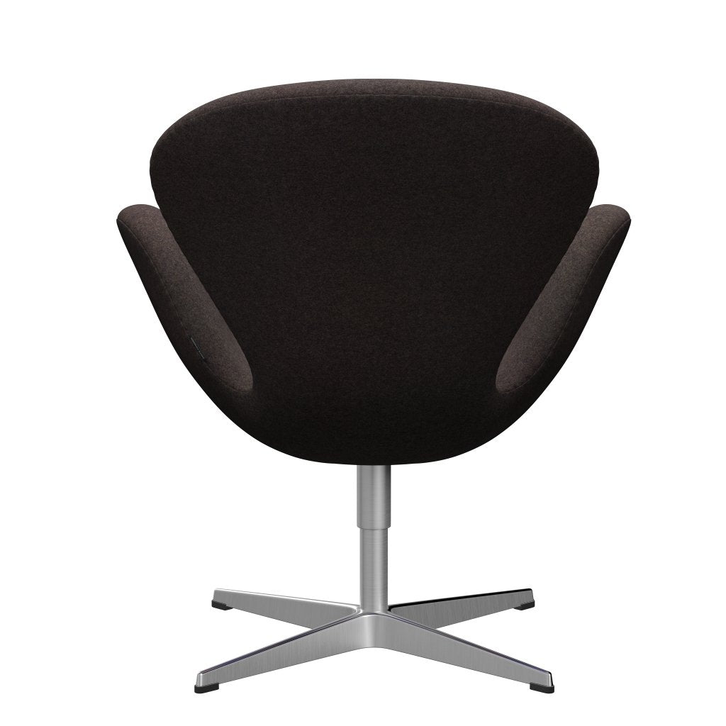 Sedia fritz Hansen Swan Lounge, Alluminio spazzolato in raso/Divina MD Chocolate