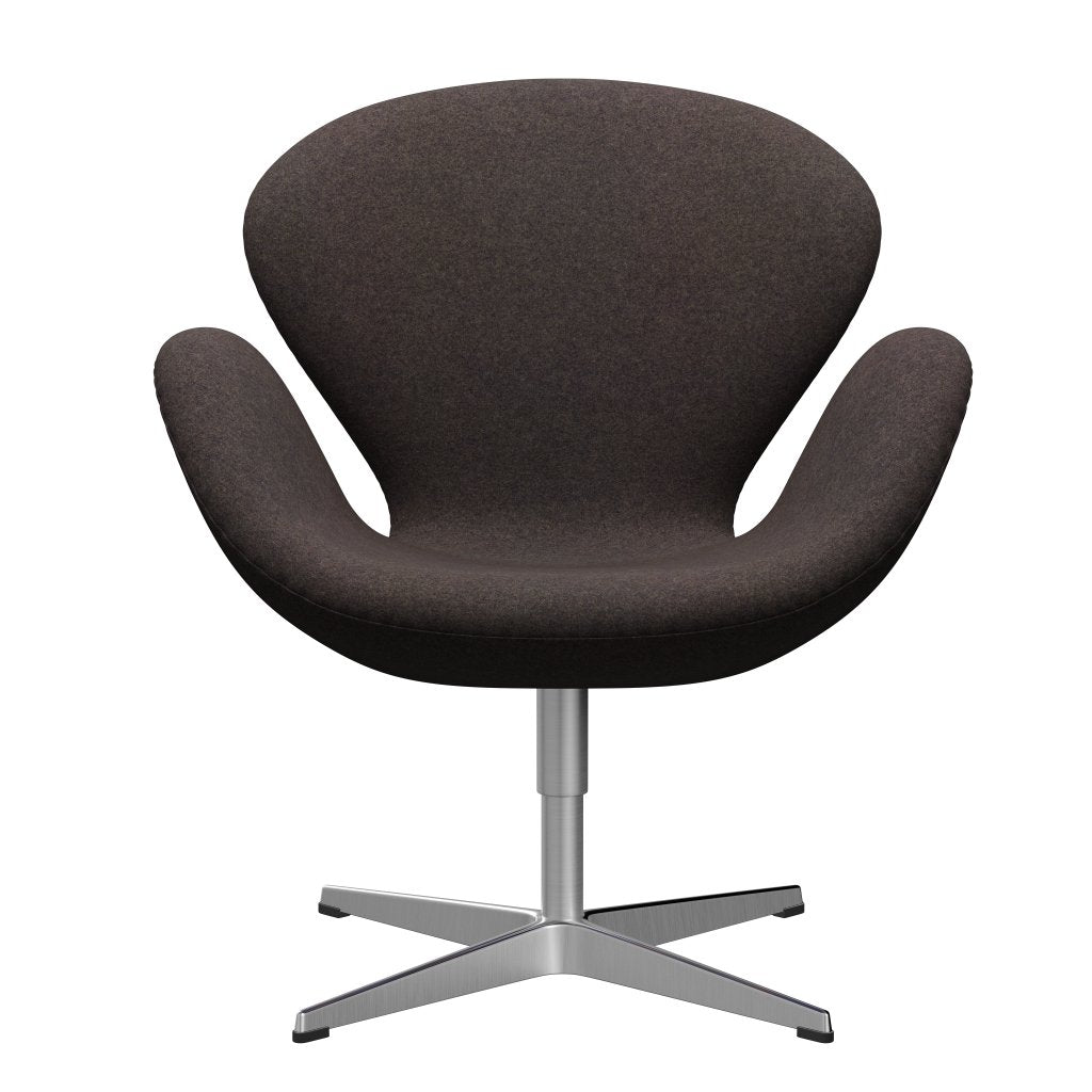 Fritz Hansen Chaise salon de cygne, chocolat en aluminium / divina md en satin