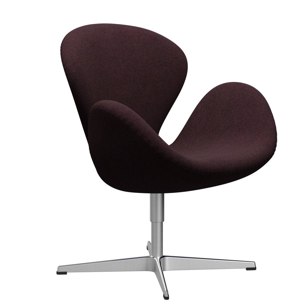 Fritz Hansen Swan Lounge Chair, Sating Brushed Aluminium/Divina Md Wine Red