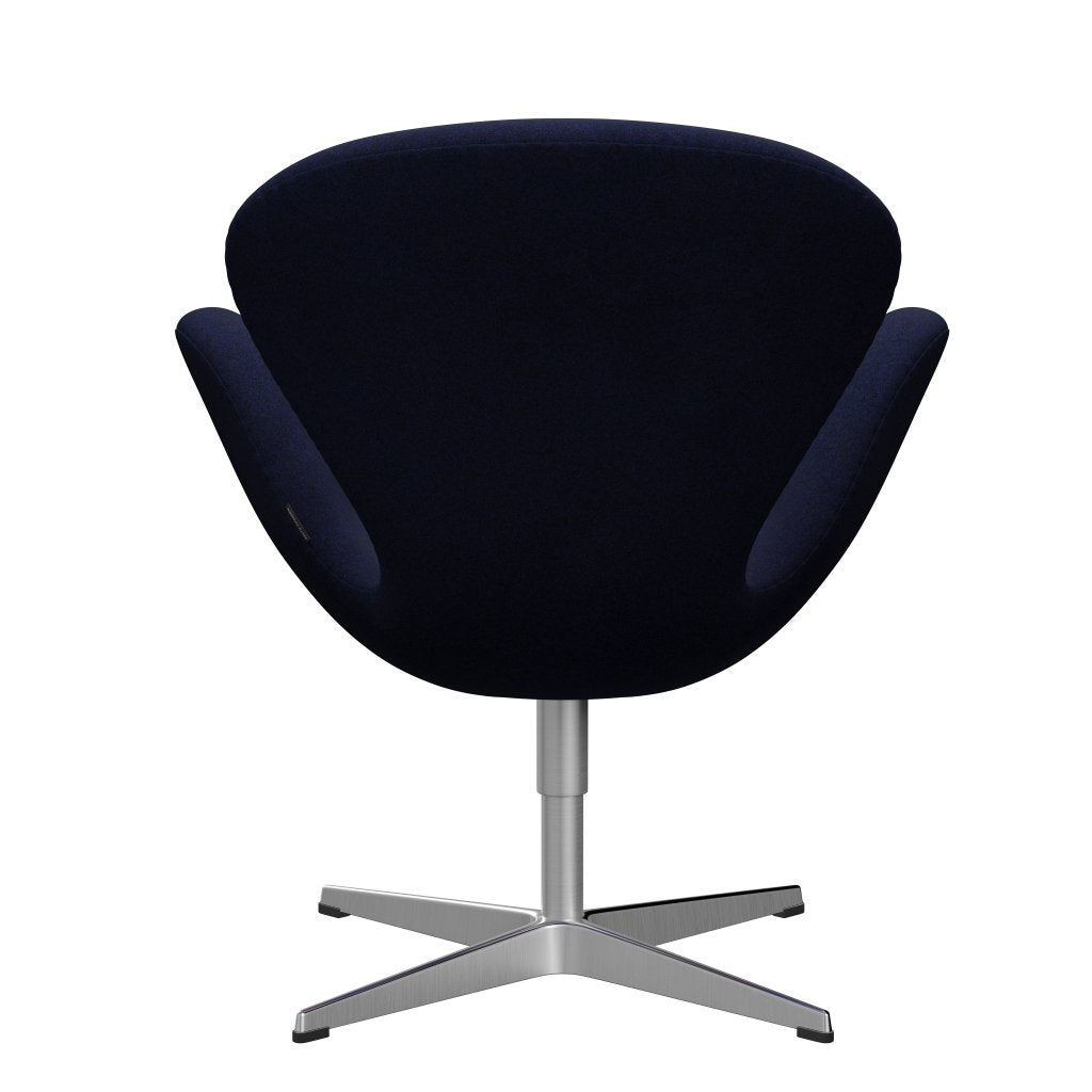 Fritz Hansen Chaise salon de cygne, aluminium brossé en satin / divina mélange bleu foncé