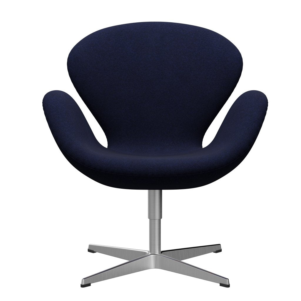 Fritz Hansen Chaise salon de cygne, aluminium brossé en satin / divina mélange bleu foncé