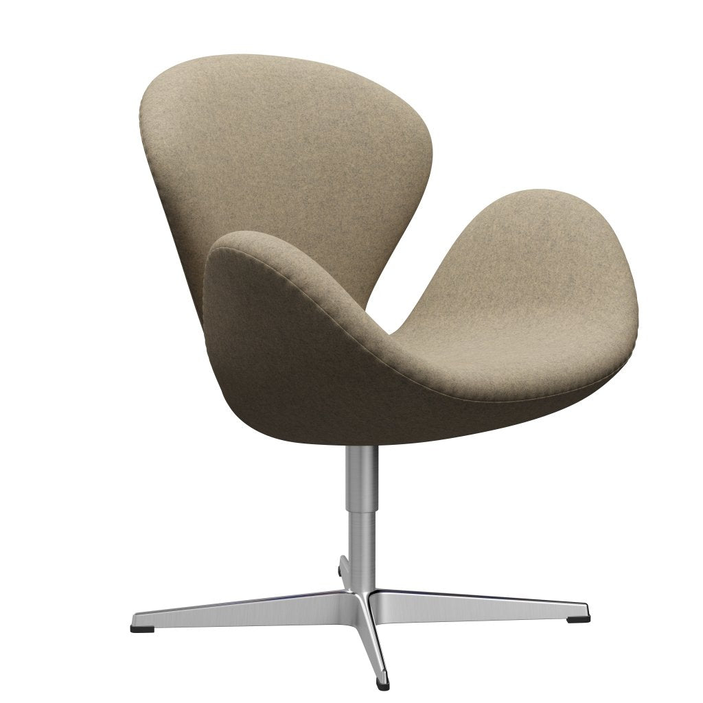 Fritz Hansen Swan Lounge -stoel, satijnen geborsteld aluminium/divina melange grijs zand