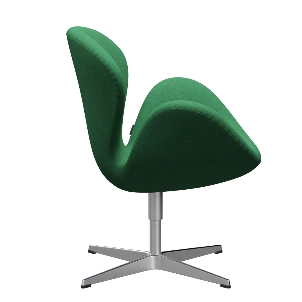 Sedia fritz Hansen Swan Lounge, alluminio spazzolato in raso/Divina melange verde