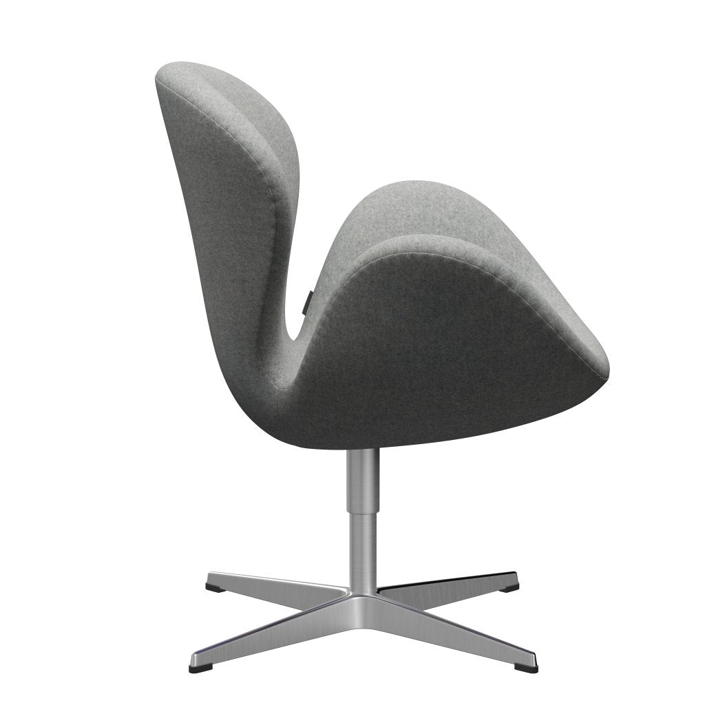 Fritz Hansen Swan Lounge Chair, Satin Borsted Aluminium/Divina Melange Light Grey