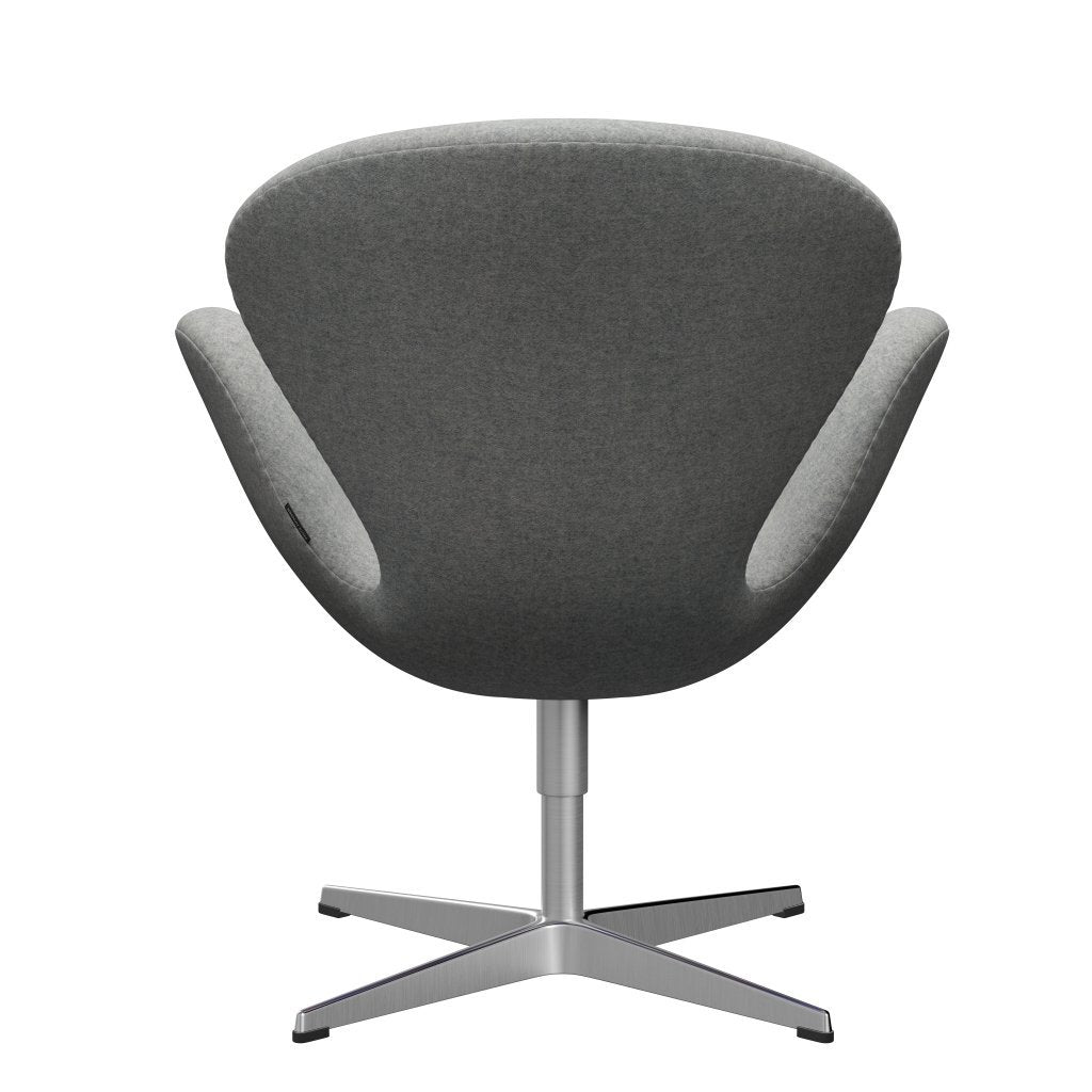 Fritz Hansen Chaise salon de cygne, aluminium brossé en satin / gris clair de divina melange