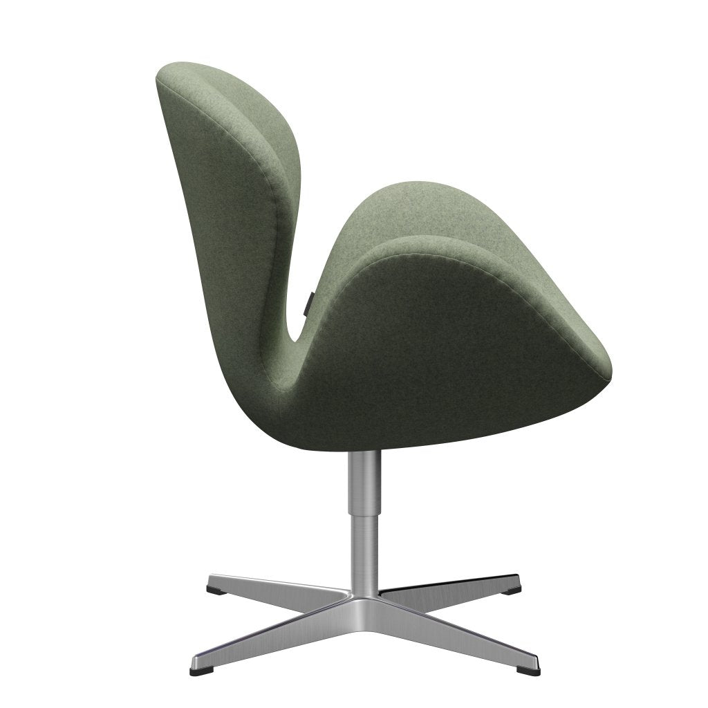 Fritz Hansen Swan Lounge Sillón, aluminio cepillado por satén/Divina Melange Light Green