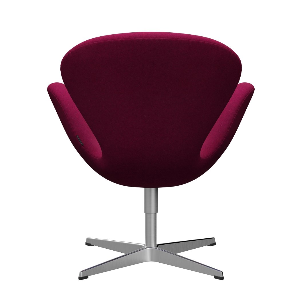 Fritz Hansen Chaise salon de cygne, aluminium brossé en satin / rouge à lèvres rose melange