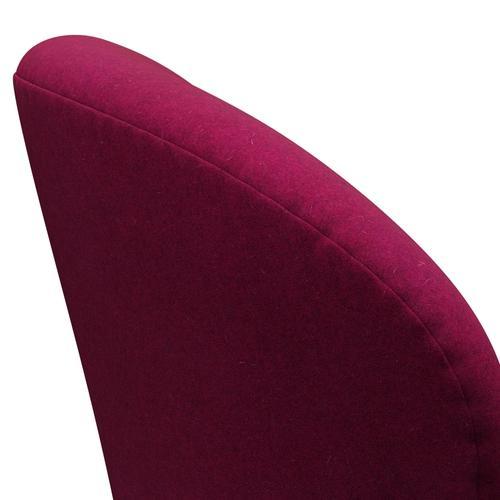 Fritz Hansen Chaise salon de cygne, aluminium brossé en satin / rouge à lèvres rose melange