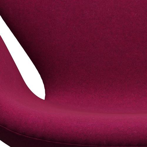 Fritz Hansen Chaise salon de cygne, aluminium brossé en satin / rouge à lèvres rose melange