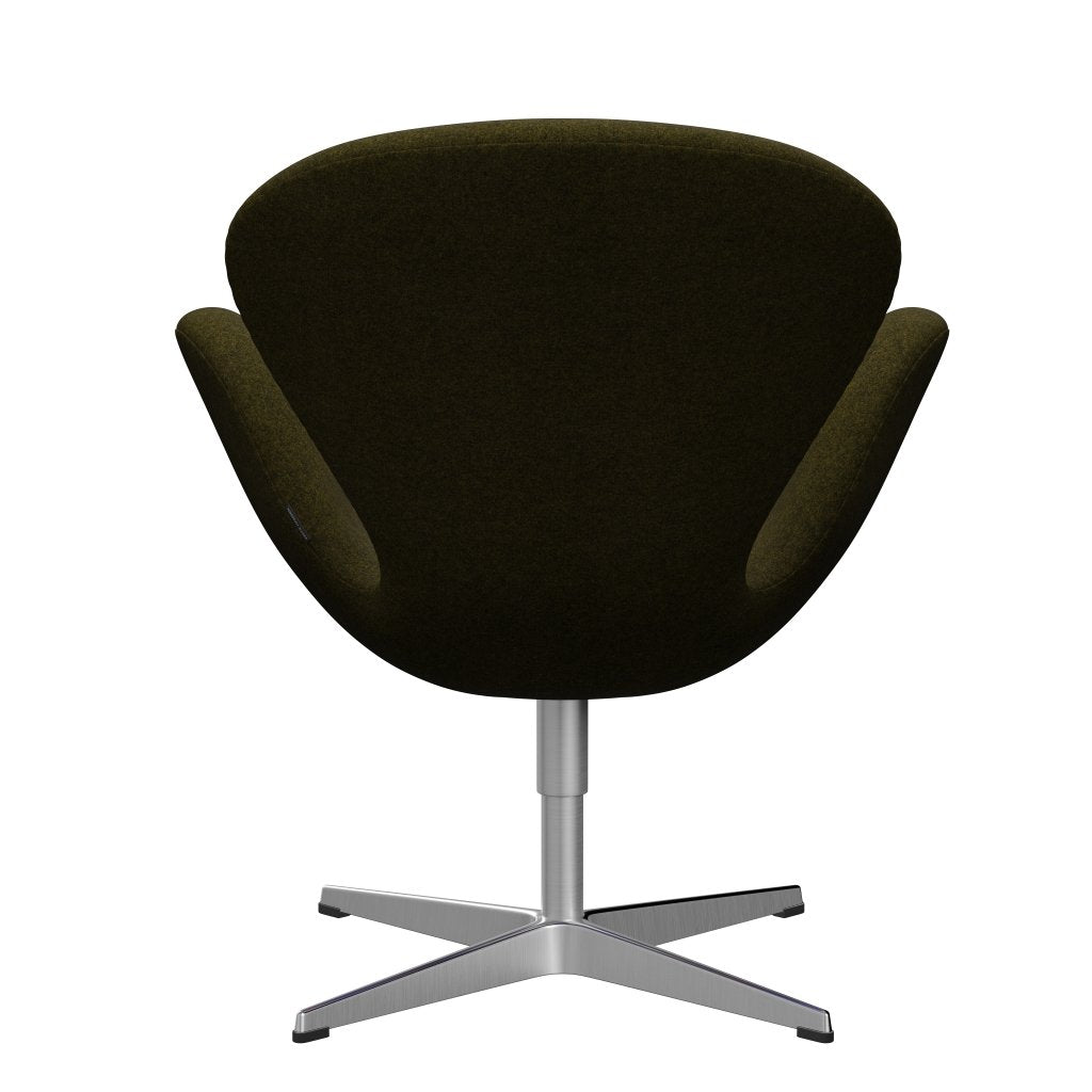 Sedia fritz Hansen Swan Lounge, alluminio spazzolato in raso/Divina Melange Olive Dark