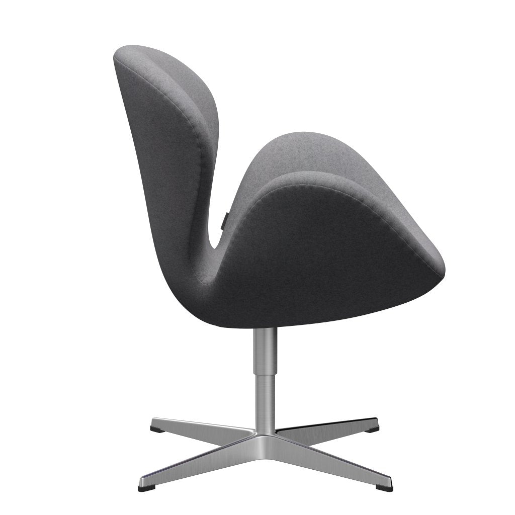 Sedia fritz Hansen Swan Lounge, alluminio spazzolato in raso/Divina Melange Stone Grey