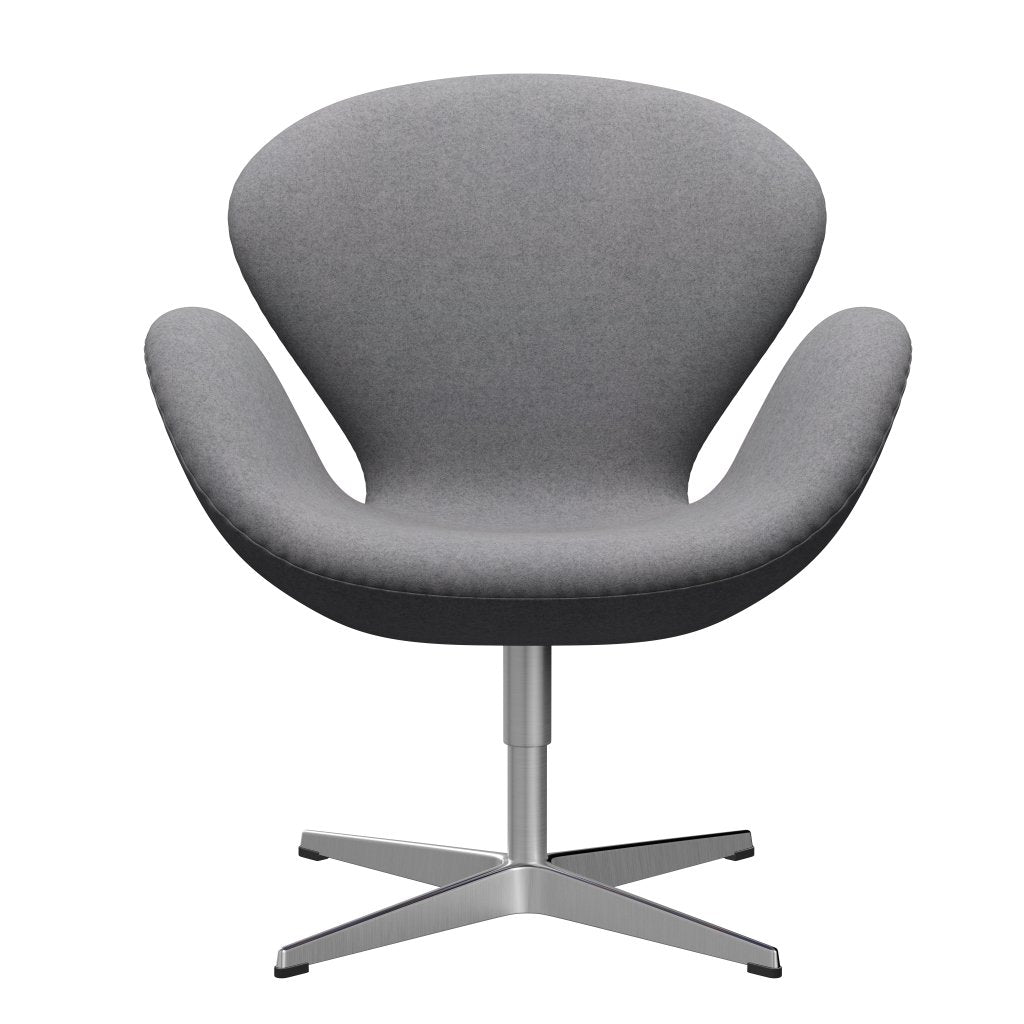 Sedia fritz Hansen Swan Lounge, alluminio spazzolato in raso/Divina Melange Stone Grey