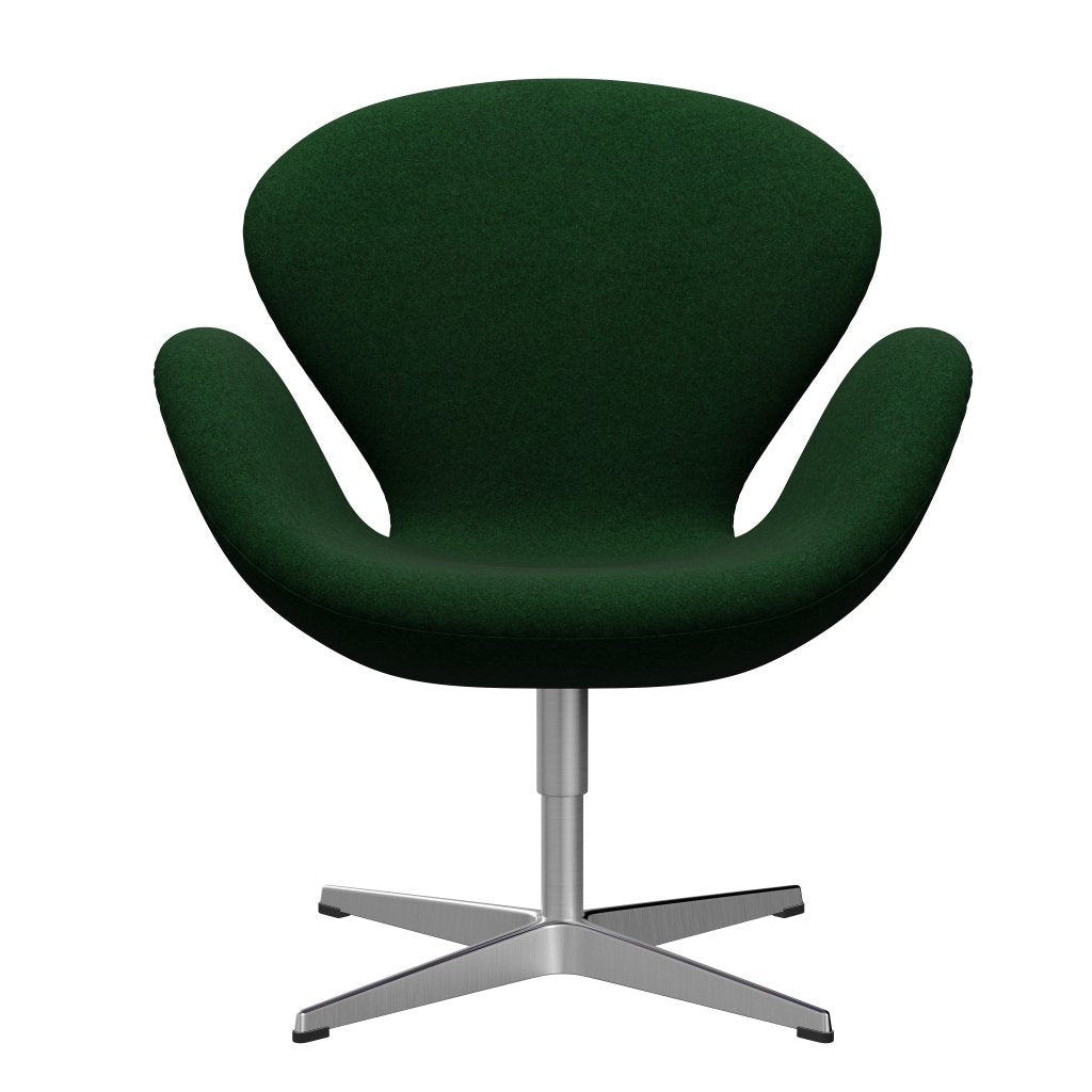 Fritz Hansen Swan Lounge Chair, Satin Borsted Aluminium/Divina Melange Forest Green