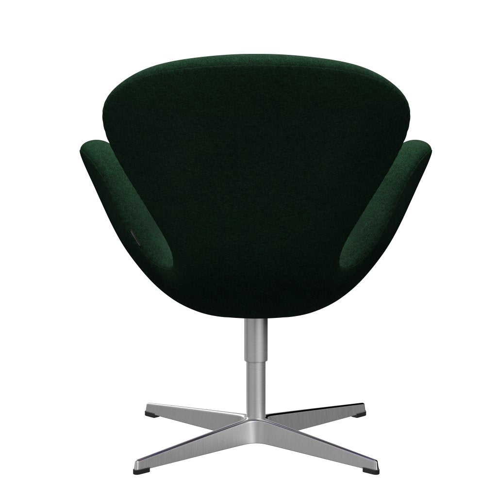 Fritz Hansen Chaise salon de cygne, aluminium brossé en satin / divina melange vert chaud vert foncé