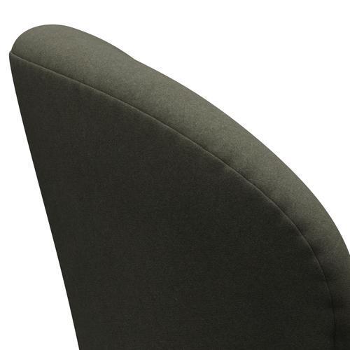 Sedia da salotto Fritz Hansen Swan, in alluminio spazzolato in raso/Green militare Divina