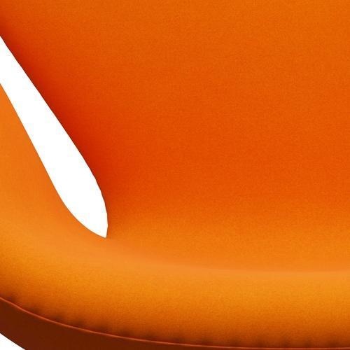 Fritz Hansen Chaise de salon de cygne, aluminium brossé en satin / divina orange sombre