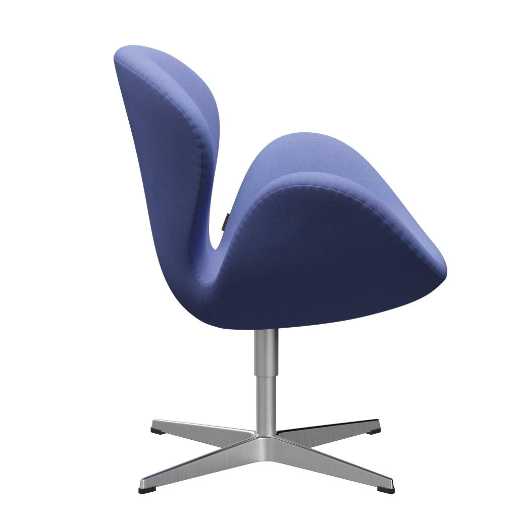 Sedia fritz Hansen Swan Lounge, alluminio spazzolato in raso/divina pastello blu