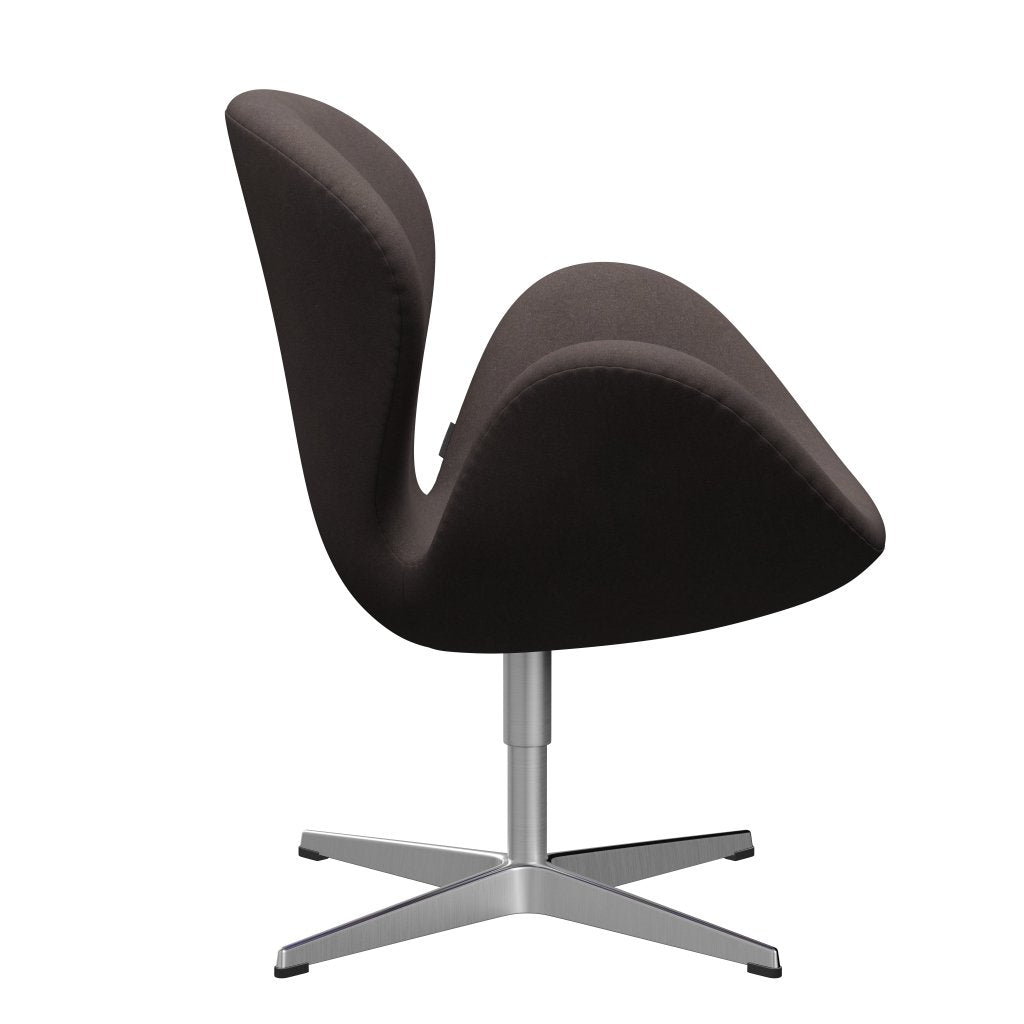 Sedia fritz Hansen Swan Lounge, alluminio spazzolato in raso/divina pastello marrone