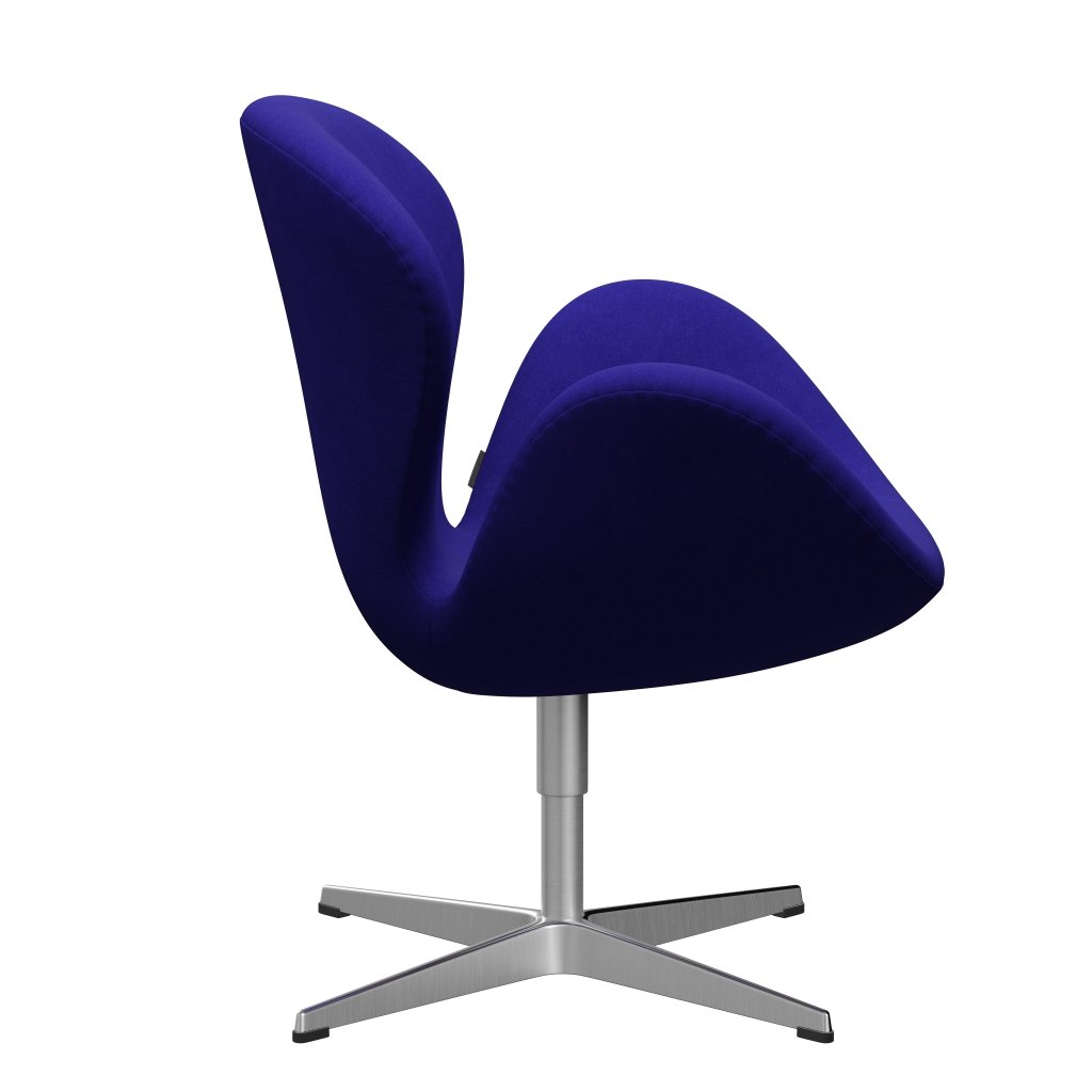 Sedia da salone Fritz Hansen Swan, alluminio spazzolato in raso/Blu benzina Divina