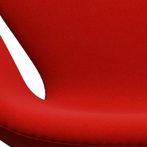 Fritz Hansen Swan Lounge Chair, Satin Brushed Aluminium/Divina Red (562)