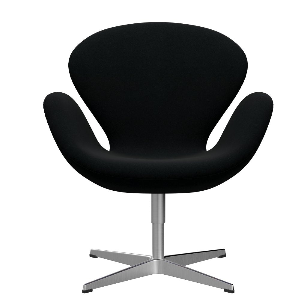 Fritz Hansen Swan Lounge Stuhl, Satin gebürstet Aluminium/Divina Schwarz