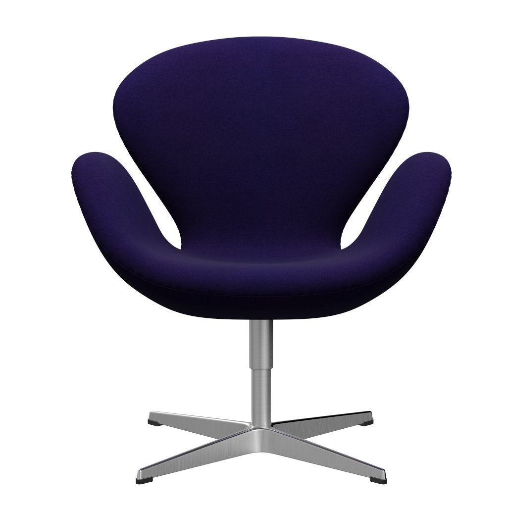 Fritz Hansen Chaise salon de cygne, aluminium brossé en satin / Divina Violet Dark (692)