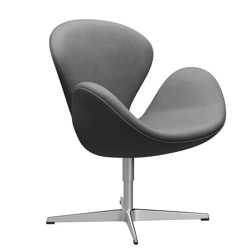 Sedia fritz Hansen Swan Lounge, alluminio spazzolato in raso/Abbraccio cioccolato