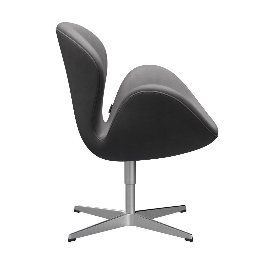 Sedia fritz Hansen Swan Lounge, alluminio spazzolato in raso/Abbraccio cioccolato