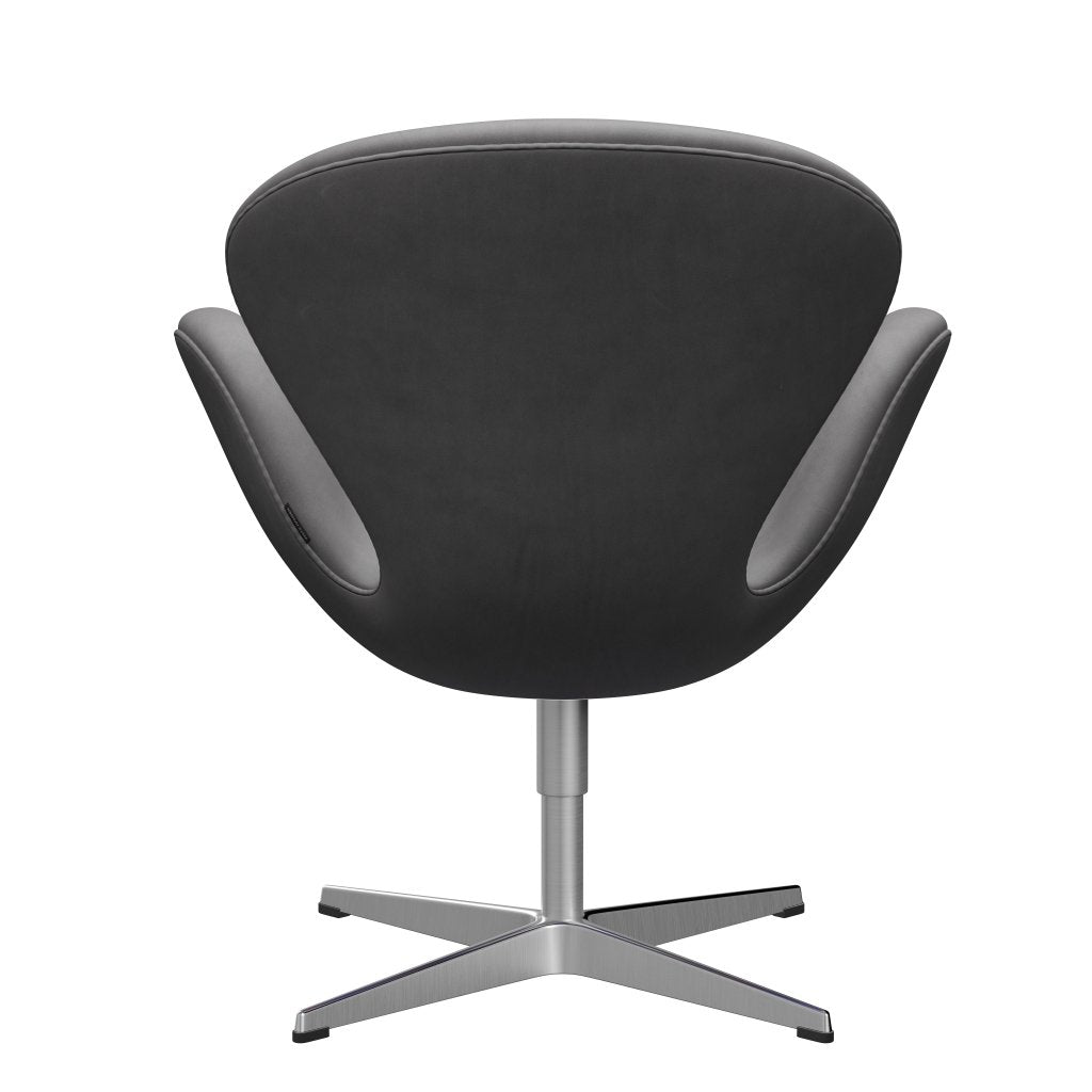 Sedia fritz Hansen Swan Lounge, alluminio spazzolato in raso/Abbraccio cioccolato