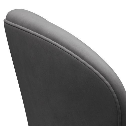 Fritz Hansen Chaise salon de cygne, aluminium brossé en satin / chocolat embrasse