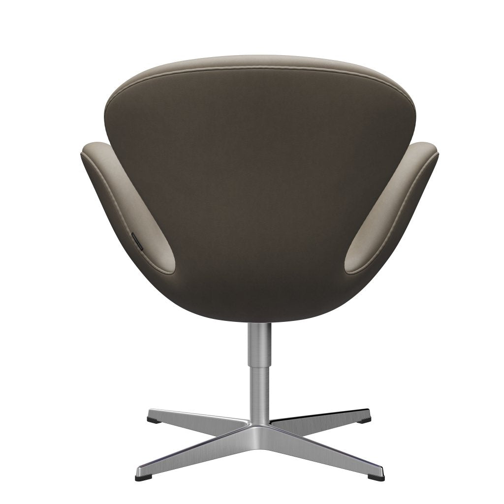 Fritz Hansen Chaise salon de cygne, aluminium brossé en satin / gris clair essentiel