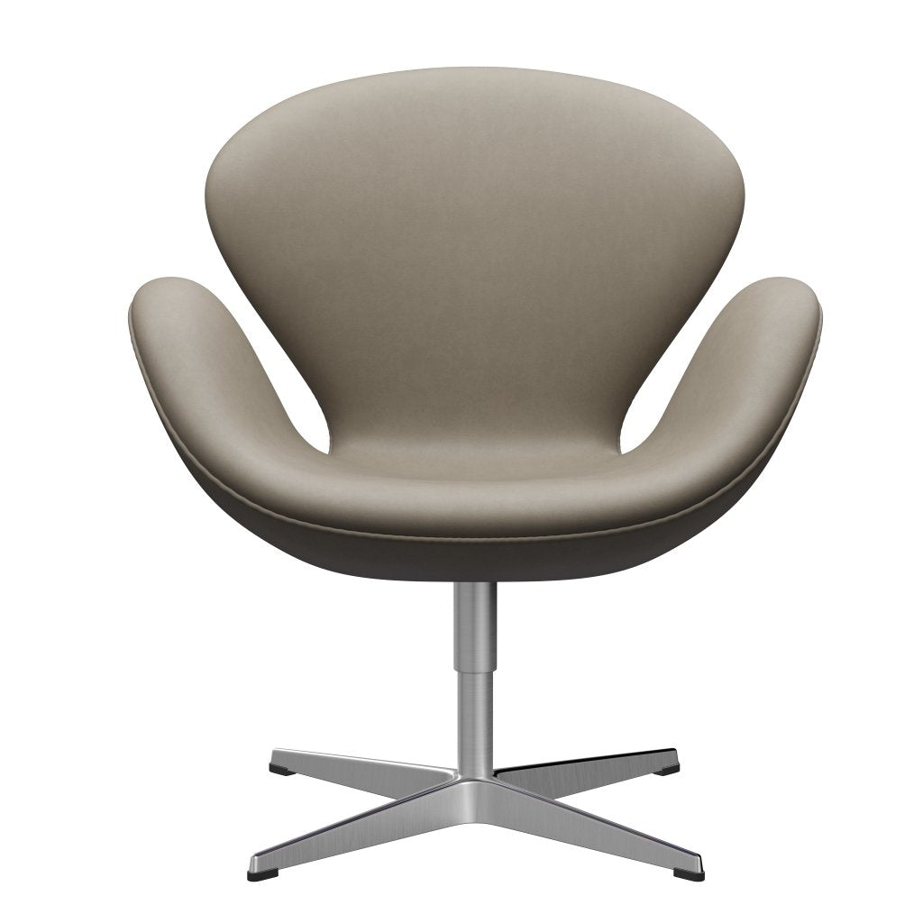 Sedia fritz Hansen Swan Lounge, alluminio spazzolato in raso/grigio chiaro essenziale