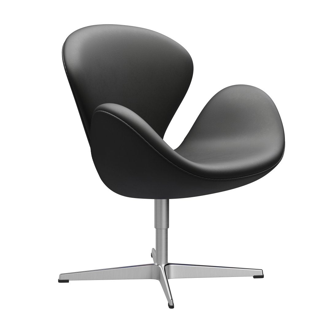 Sedia fritz Hansen Swan Lounge, alluminio spazzolato in raso/nero essenziale