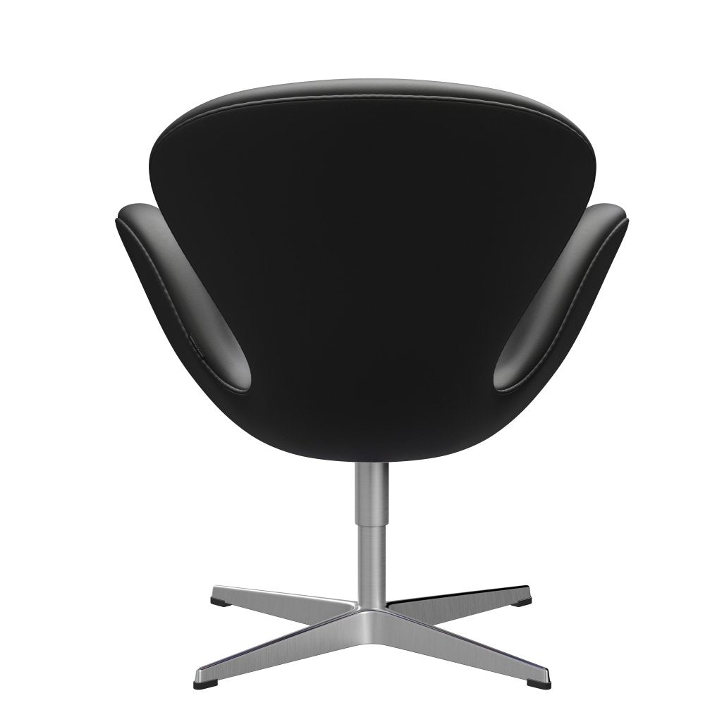 Fritz Hansen Chaise salon de cygne, aluminium brossé en satin / noir essentiel