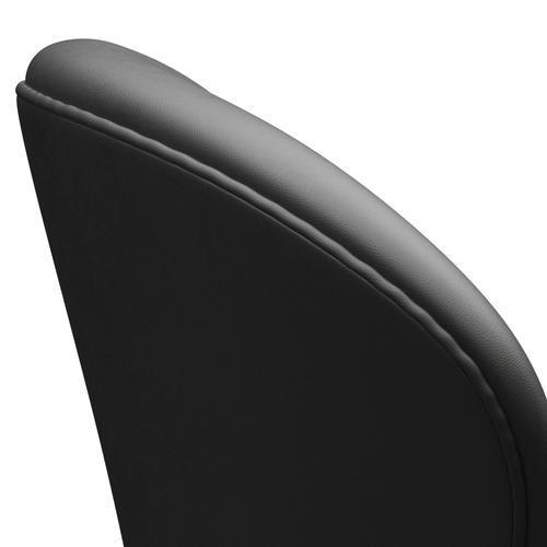 Fritz Hansen Chaise salon de cygne, aluminium brossé en satin / noir essentiel