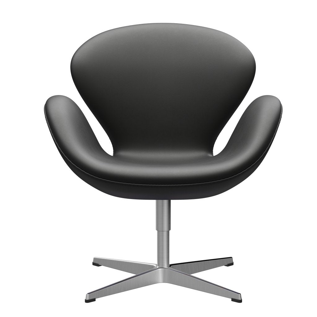 Sillón Fritz Hansen Swan, aluminio cepillado por satén/Negro esencial