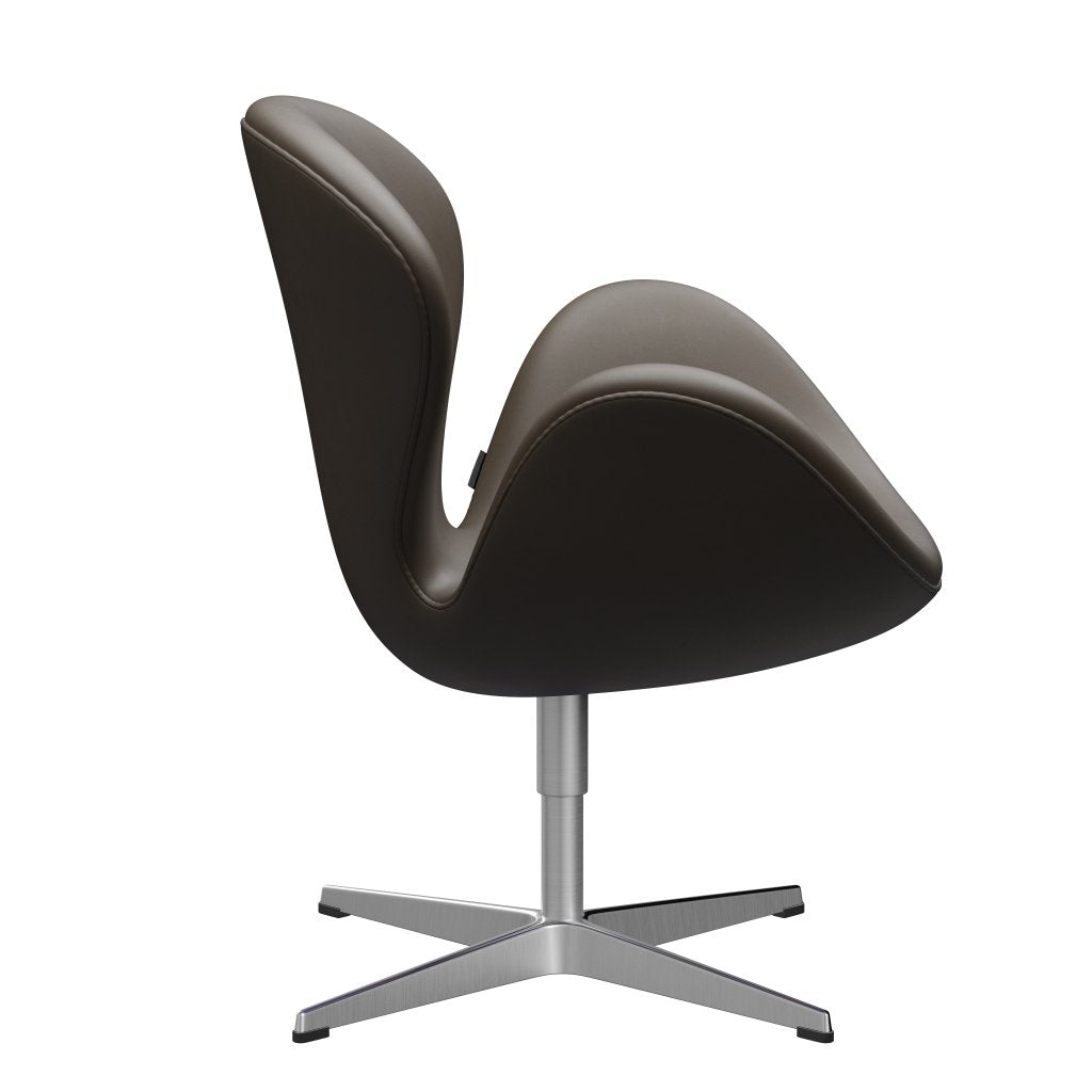 Sedia da salotto Fritz Hansen Swan, alluminio spazzolato in raso/pietra essenziale