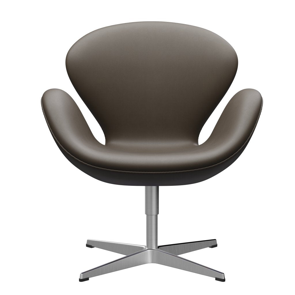 Sedia da salotto Fritz Hansen Swan, alluminio spazzolato in raso/pietra essenziale