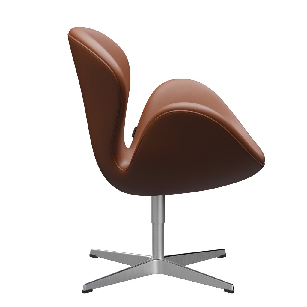 Sedia fritz Hansen Swan Lounge, alluminio spazzolato in raso/noce essenziale