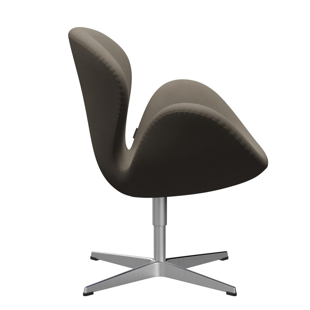 Fritz Hansen Chaise salon de cygne, beige en aluminium / renommée brossé en satin (61003)