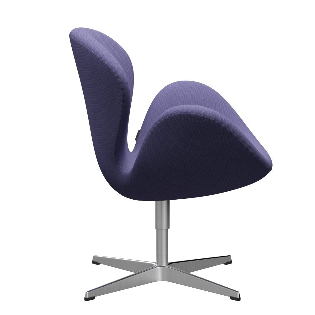 Sedia fritz Hansen Swan Lounge, Viola blu in alluminio/fama spazzolato in raso