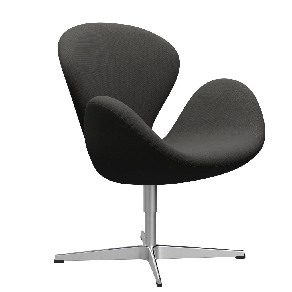 Sedia da salone Fritz Hansen Swan, alluminio spazzolato in raso/marrone Fame (61060)