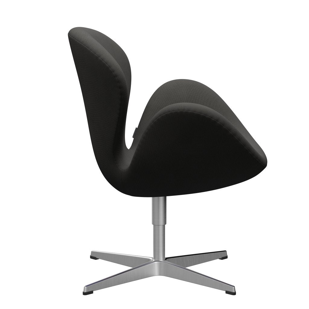 Sedia da salone Fritz Hansen Swan, alluminio spazzolato in raso/marrone Fame (61060)