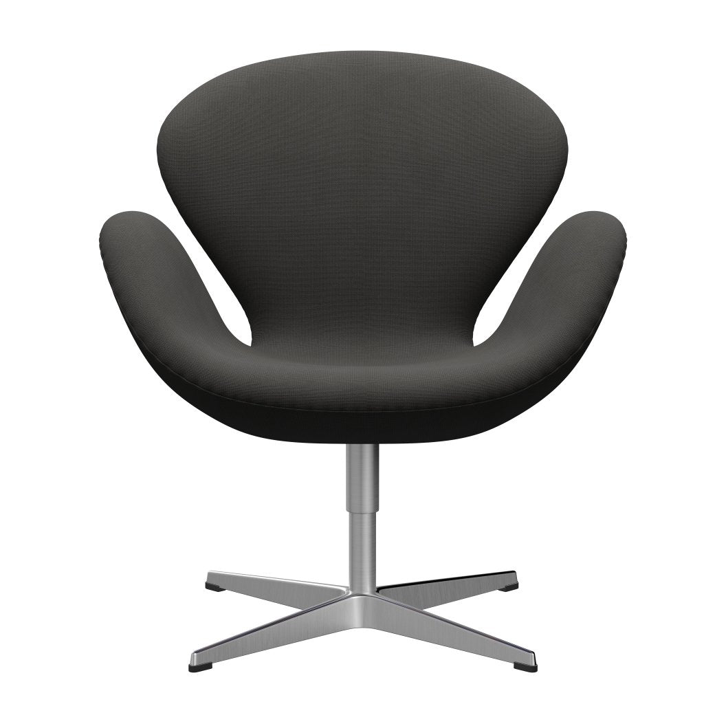 Sedia da salone Fritz Hansen Swan, alluminio spazzolato in raso/marrone Fame (61060)