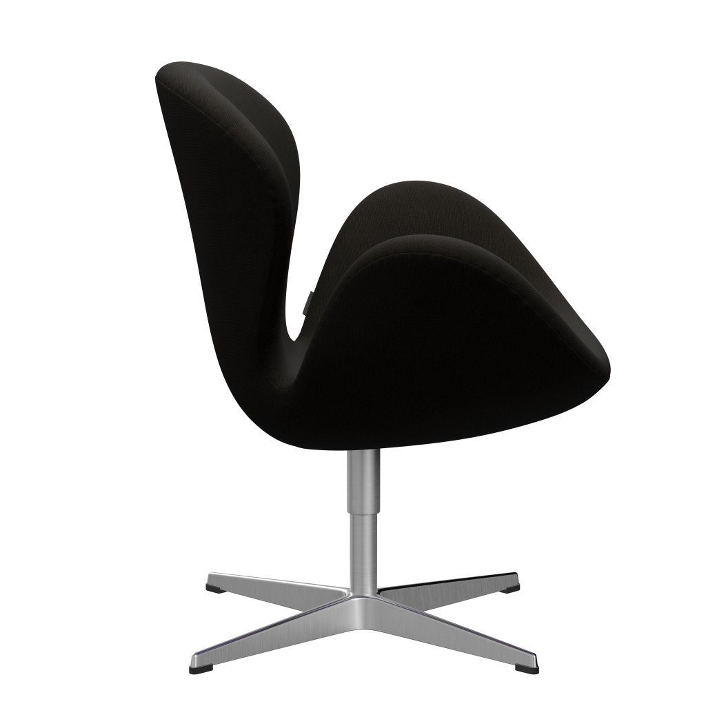 Sedia fritz Hansen Swan Lounge, alluminio spazzolato in raso/fama scura