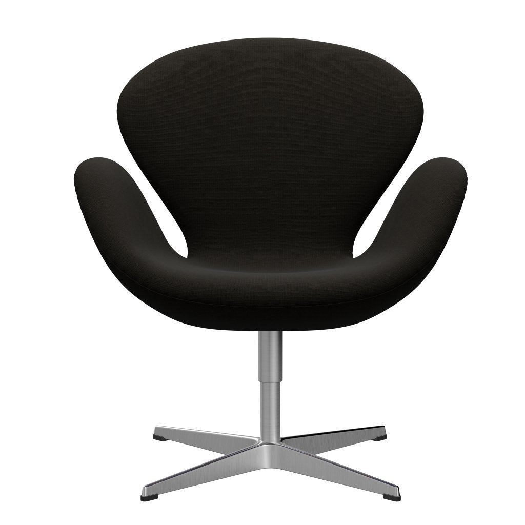 Sedia fritz Hansen Swan Lounge, alluminio spazzolato in raso/fama scura