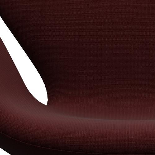 Fritz Hansen Chaise salon de cygne, aluminium / renommée en satin Bordeaux sombres