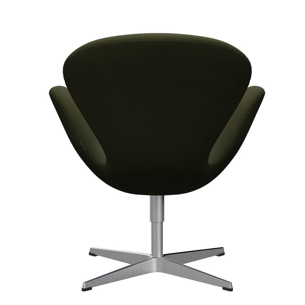 Sillón Fritz Hansen Swan, aluminio cepillado con satén/fama verde marrón oscuro